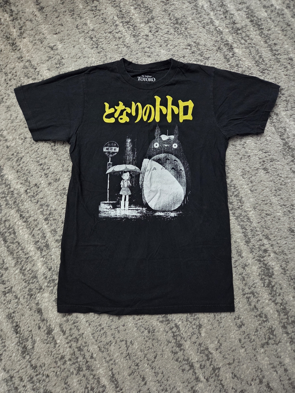 Bioworld Adult Medium Black White My Neighber Totoro Bus Stop Graphic Tee Anime